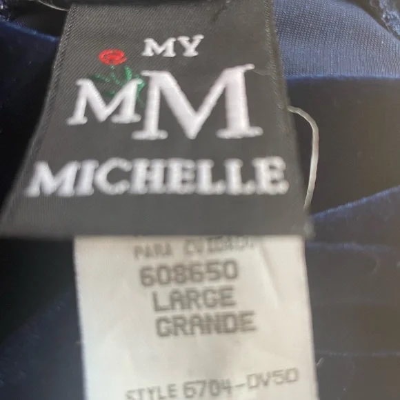 1990s My Michelle Blue Velvet Gown - Picture 5 of 6